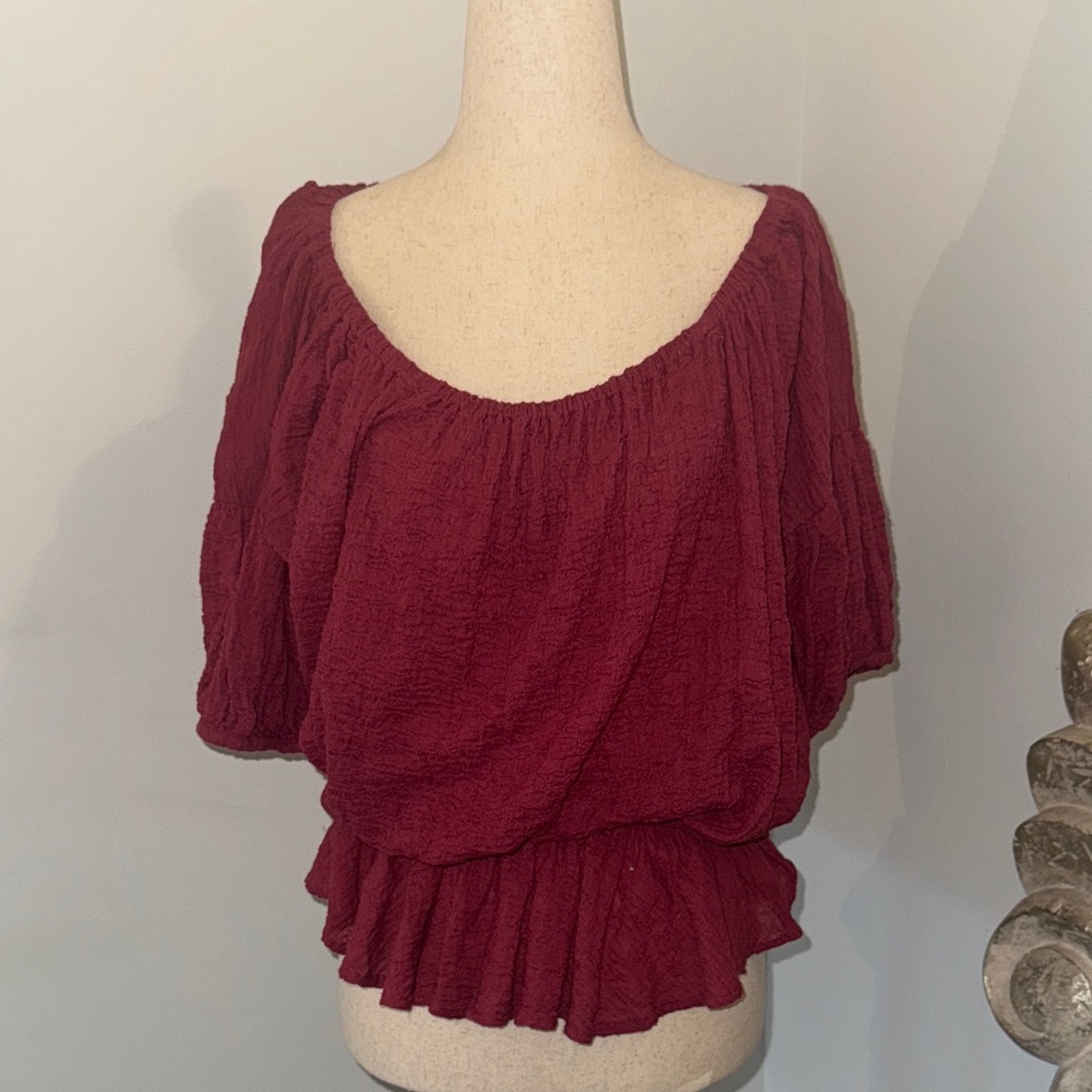 Free People Romantic Mauve Blouse Elastic Waist